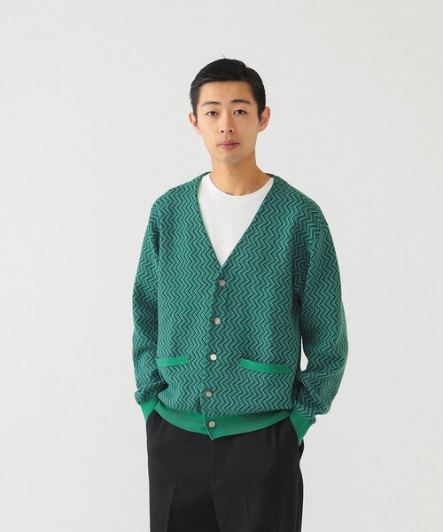 BEAMS（ビームス）の「BEAMS / ジグザグ ジャカード カーディガン（カーディガン/ボレロ・メンズ・レッド系その他6/グリーン・M/L/XL/S）」の14枚目の写真