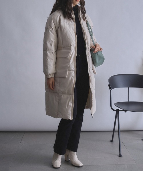 MAISON BREEZE(メゾンブリーズ)の「【MAISON BREEZE】パデッドロングダウン風コート SCCH266(ダウンジャケット/コート・レディース・ブラック/ホワイト/イエロー・FREE)」の14枚目の写真