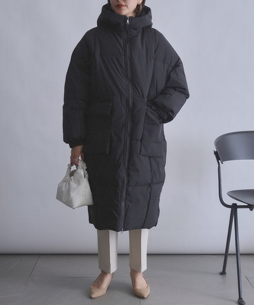 MAISON BREEZE(メゾンブリーズ)の「【MAISON BREEZE】パデッドロングダウン風コート SCCH266(ダウンジャケット/コート・レディース・ブラック/ホワイト/イエロー・FREE)」の10枚目の写真