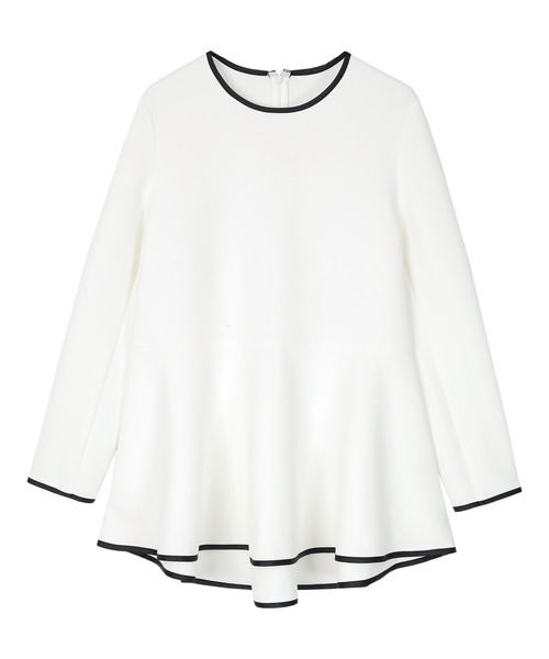 UR'S（ユアーズ）の「パイピングペプラムトップス（Tシャツ/カットソー・レディース・ホワイト/ブラック/グレイッシュベージュ・M/L/S）」の4枚目の写真