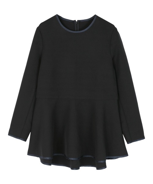 UR'S（ユアーズ）の「パイピングペプラムトップス（Tシャツ/カットソー・レディース・ホワイト/ブラック/グレイッシュベージュ・M/L/S）」の5枚目の写真