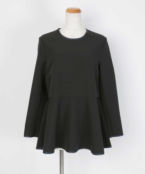 UR'S（ユアーズ）の「パイピングペプラムトップス（Tシャツ/カットソー・レディース・ホワイト/ブラック/グレイッシュベージュ・M/L/S）」の6枚目の写真