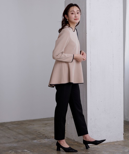 UR'S（ユアーズ）の「パイピングペプラムトップス（Tシャツ/カットソー・レディース・ホワイト/ブラック/グレイッシュベージュ・M/L/S）」の19枚目の写真