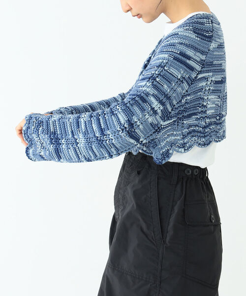 BEAMS BOY（ビームスボーイ）の「BEAMS BOY / カスリ ニット カーディガン（カーディガン/ボレロ・レディース・ブルー・ONE SIZE）」の2枚目の写真