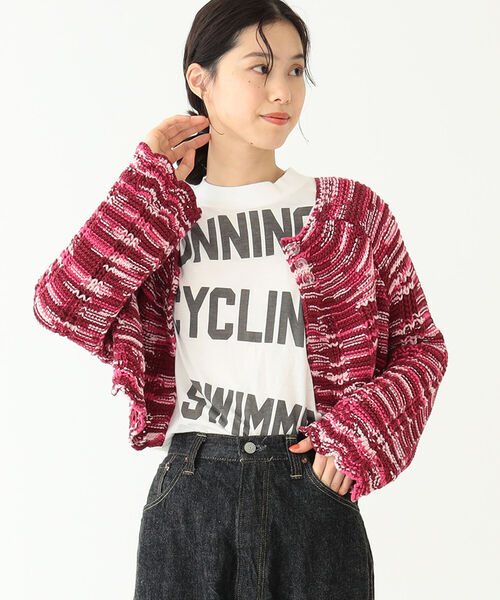 BEAMS BOY（ビームスボーイ）の「BEAMS BOY / カスリ ニット カーディガン（カーディガン/ボレロ・レディース・ブルー・ONE SIZE）」の8枚目の写真