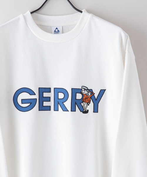GERRY(ジェリー)の「【GERRY/ジェリー】裏毛 ビッグシルエット バックプリント ブランドロゴ刺繍 クルートレーナー スウェット(スウェット・メンズ・杢グレー/ブルー/アイボリー/ブラック/ホワイト/ダークグリーン・X-LARGE/MEDIUM/LARGE)」の1枚目の写真