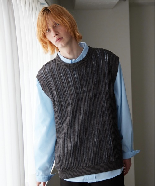 ln fortis（ロンフォルティス）の「ln fortis - シースルーデザインノースリーブ（ベスト・メンズ・ブラウン/チャコールグレー・SMALL/MEDIUM）」の10枚目の写真