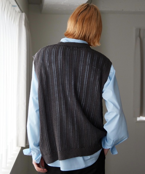 ln fortis（ロンフォルティス）の「ln fortis - シースルーデザインノースリーブ（ベスト・メンズ・ブラウン/チャコールグレー・SMALL/MEDIUM）」の12枚目の写真