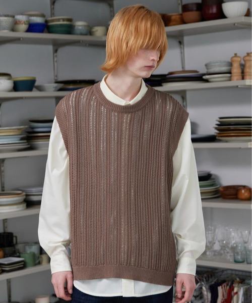 ln fortis（ロンフォルティス）の「ln fortis - シースルーデザインノースリーブ（ベスト・メンズ・ブラウン/チャコールグレー・SMALL/MEDIUM）」の17枚目の写真