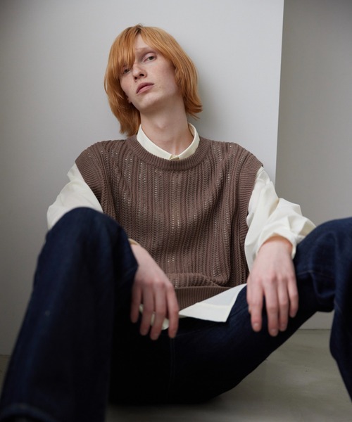 ln fortis（ロンフォルティス）の「ln fortis - シースルーデザインノースリーブ（ベスト・メンズ・ブラウン/チャコールグレー・SMALL/MEDIUM）」の18枚目の写真