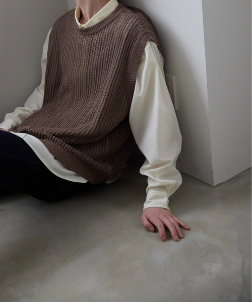 ln fortis（ロンフォルティス）の「ln fortis - シースルーデザインノースリーブ（ベスト・メンズ・ブラウン/チャコールグレー・SMALL/MEDIUM）」の20枚目の写真