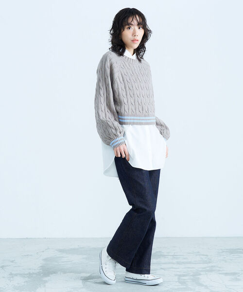 fredy emue（フレディエミュ）の「2WAYケーブル柄ボレロカーディガン（カーディガン/ボレロ・レディース・オフホワイト/ベージュ・38）」の9枚目の写真