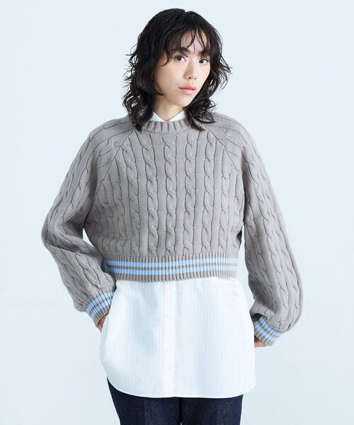 fredy emue（フレディエミュ）の「2WAYケーブル柄ボレロカーディガン（カーディガン/ボレロ・レディース・オフホワイト/ベージュ・38）」の3枚目の写真