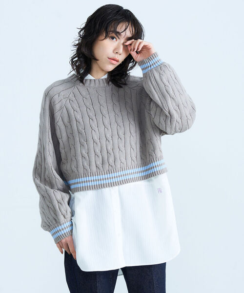 fredy emue（フレディエミュ）の「2WAYケーブル柄ボレロカーディガン（カーディガン/ボレロ・レディース・オフホワイト/ベージュ・38）」の6枚目の写真