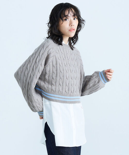 fredy emue（フレディエミュ）の「2WAYケーブル柄ボレロカーディガン（カーディガン/ボレロ・レディース・オフホワイト/ベージュ・38）」の15枚目の写真