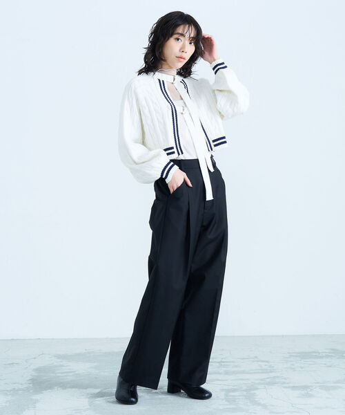 fredy emue（フレディエミュ）の「2WAYケーブル柄ボレロカーディガン（カーディガン/ボレロ・レディース・オフホワイト/ベージュ・38）」の10枚目の写真