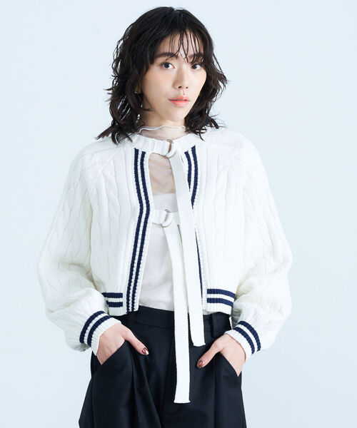 fredy emue（フレディエミュ）の「2WAYケーブル柄ボレロカーディガン（カーディガン/ボレロ・レディース・オフホワイト/ベージュ・38）」の4枚目の写真