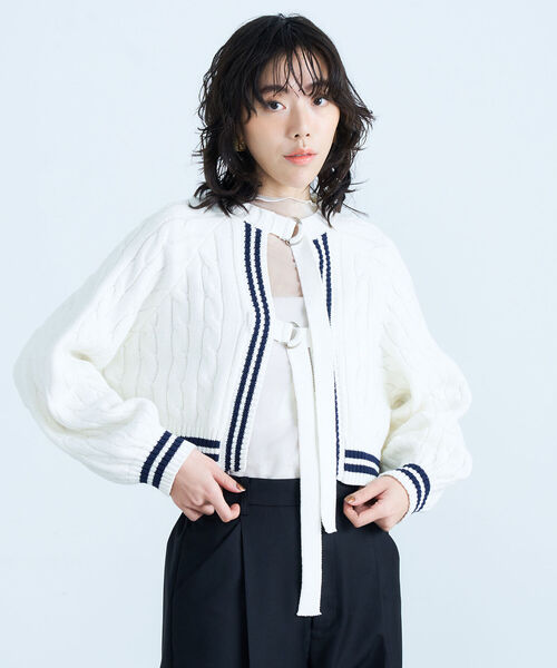 fredy emue（フレディエミュ）の「2WAYケーブル柄ボレロカーディガン（カーディガン/ボレロ・レディース・オフホワイト/ベージュ・38）」の16枚目の写真