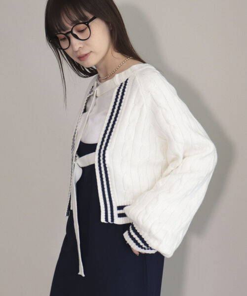 fredy emue（フレディエミュ）の「2WAYケーブル柄ボレロカーディガン（カーディガン/ボレロ・レディース・オフホワイト/ベージュ・38）」の14枚目の写真