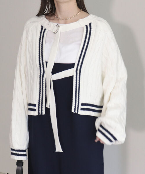 fredy emue（フレディエミュ）の「2WAYケーブル柄ボレロカーディガン（カーディガン/ボレロ・レディース・オフホワイト/ベージュ・38）」の8枚目の写真