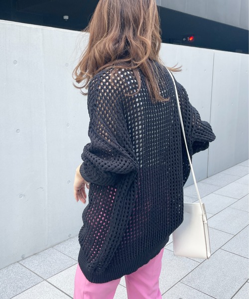 StyleSea(スタイルシー)の「スクエアメッシュニットプルオーバー(ニット/セーター・レディース・オフホワイト/ベージュ/アイボリー/サックスブルー/ブラック・MEDIUM)」の15枚目の写真