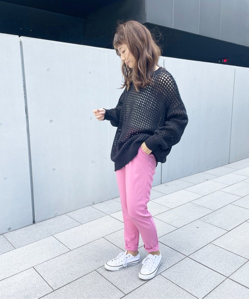 StyleSea(スタイルシー)の「スクエアメッシュニットプルオーバー(ニット/セーター・レディース・オフホワイト/ベージュ/アイボリー/サックスブルー/ブラック・MEDIUM)」の16枚目の写真