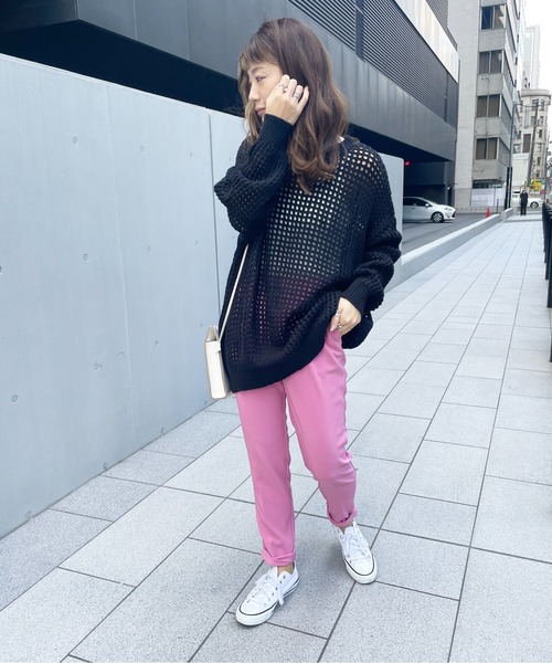 StyleSea(スタイルシー)の「スクエアメッシュニットプルオーバー(ニット/セーター・レディース・オフホワイト/ベージュ/アイボリー/サックスブルー/ブラック・MEDIUM)」の17枚目の写真