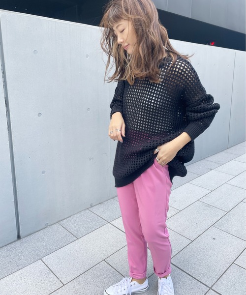 StyleSea(スタイルシー)の「スクエアメッシュニットプルオーバー(ニット/セーター・レディース・オフホワイト/ベージュ/アイボリー/サックスブルー/ブラック・MEDIUM)」の20枚目の写真