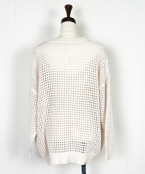 StyleSea(スタイルシー)の「スクエアメッシュニットプルオーバー(ニット/セーター・レディース・オフホワイト/ベージュ/アイボリー/サックスブルー/ブラック・MEDIUM)」の6枚目の写真