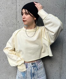 配色ステッチショートスウェット