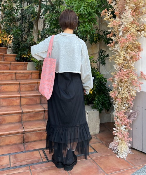 CIAOPANIC(チャオパニック)の「配色ステッチショートスウェット(スウェット・レディース・グレー/オフホワイト/オレンジ・FREE)」の10枚目の写真