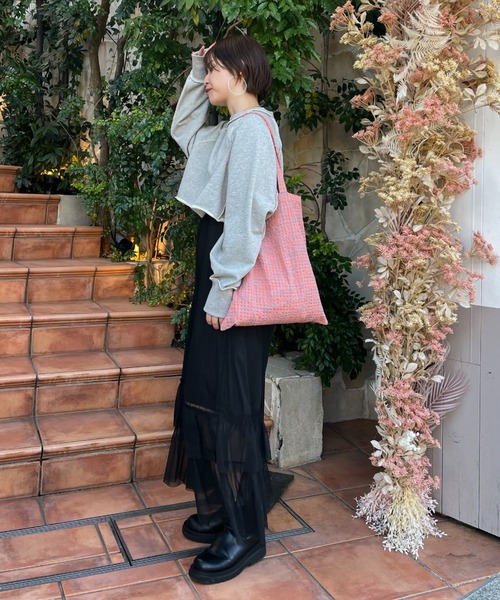 CIAOPANIC(チャオパニック)の「配色ステッチショートスウェット(スウェット・レディース・グレー/オフホワイト/オレンジ・FREE)」の9枚目の写真