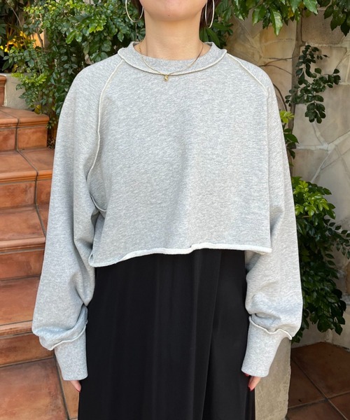 CIAOPANIC(チャオパニック)の「配色ステッチショートスウェット(スウェット・レディース・グレー/オフホワイト/オレンジ・FREE)」の14枚目の写真