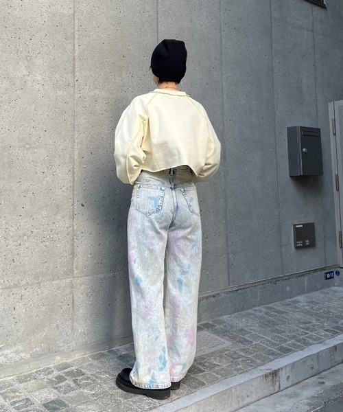 CIAOPANIC(チャオパニック)の「配色ステッチショートスウェット(スウェット・レディース・グレー/オフホワイト/オレンジ・FREE)」の20枚目の写真