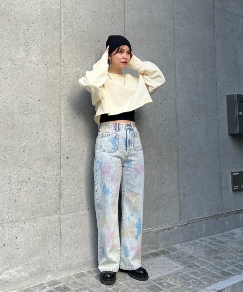 CIAOPANIC(チャオパニック)の「配色ステッチショートスウェット(スウェット・レディース・グレー/オフホワイト/オレンジ・FREE)」の19枚目の写真