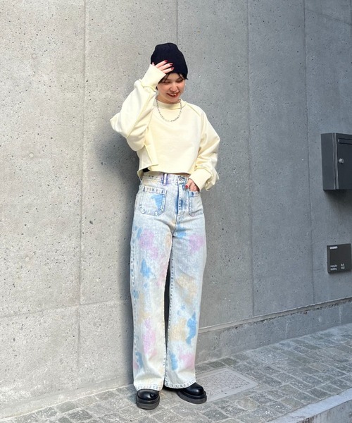 CIAOPANIC(チャオパニック)の「配色ステッチショートスウェット(スウェット・レディース・グレー/オフホワイト/オレンジ・FREE)」の18枚目の写真