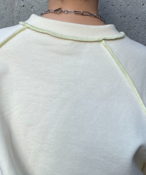 CIAOPANIC(チャオパニック)の「配色ステッチショートスウェット(スウェット・レディース・グレー/オフホワイト/オレンジ・FREE)」の6枚目の写真