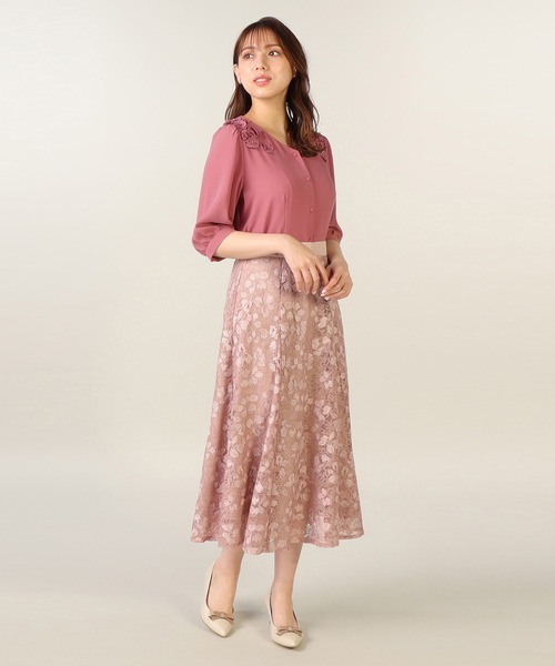 LAISSE PASSE（レッセパッセ）の「《LAISSE PASSE PREMIUM LINE》プリムラレース刺繍ミディスカート（スカート・レディース・ラベンダー/スモークピンク・MEDIUM/SMALL）」の16枚目の写真