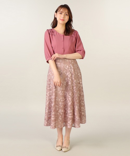 LAISSE PASSE（レッセパッセ）の「《LAISSE PASSE PREMIUM LINE》プリムラレース刺繍ミディスカート（スカート・レディース・ラベンダー/スモークピンク・MEDIUM/SMALL）」の18枚目の写真