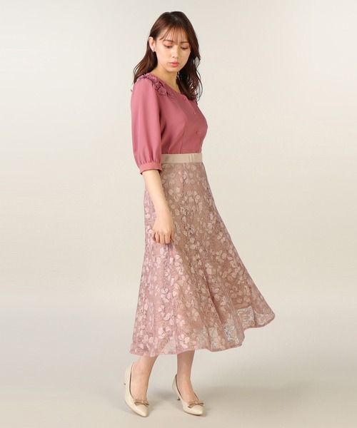 LAISSE PASSE（レッセパッセ）の「《LAISSE PASSE PREMIUM LINE》プリムラレース刺繍ミディスカート（スカート・レディース・ラベンダー/スモークピンク・MEDIUM/SMALL）」の8枚目の写真