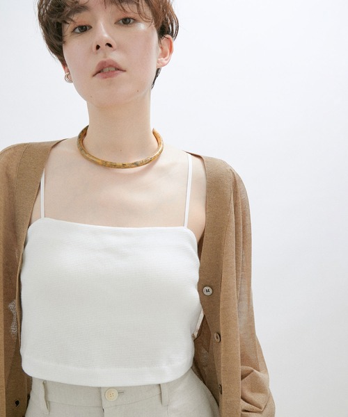 SALON adam et rope'（サロン アダム エ ロペ）の「【Smile Cotton】パット付きチューブトップ/ビスチェ（チューブトップ・レディース・ホワイト/グリーン系その他/ブラック・FREE）」の2枚目の写真