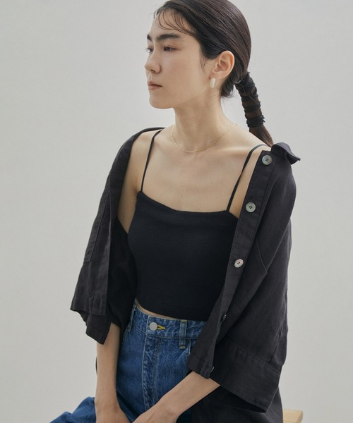 SALON adam et rope'（サロン アダム エ ロペ）の「【Smile Cotton】パット付きチューブトップ/ビスチェ（チューブトップ・レディース・ホワイト/グリーン系その他/ブラック・FREE）」の3枚目の写真