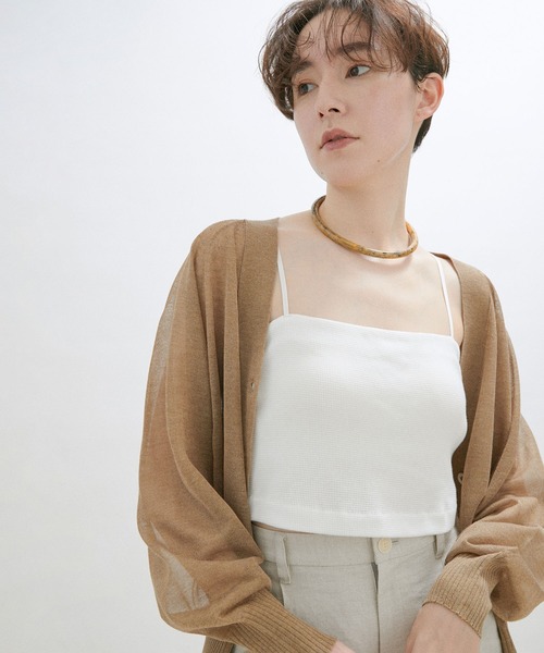 SALON adam et rope'（サロン アダム エ ロペ）の「【Smile Cotton】パット付きチューブトップ/ビスチェ（チューブトップ・レディース・ホワイト/グリーン系その他/ブラック・FREE）」の6枚目の写真