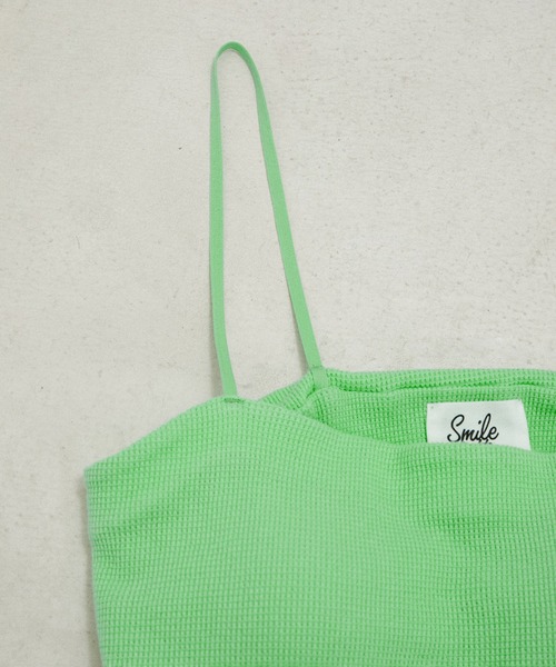 SALON adam et rope'（サロン アダム エ ロペ）の「【Smile Cotton】パット付きチューブトップ/ビスチェ（チューブトップ・レディース・ホワイト/グリーン系その他/ブラック・FREE）」の4枚目の写真