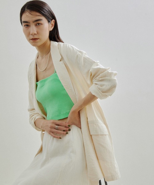 SALON adam et rope'（サロン アダム エ ロペ）の「【Smile Cotton】パット付きチューブトップ/ビスチェ（チューブトップ・レディース・ホワイト/グリーン系その他/ブラック・FREE）」の13枚目の写真