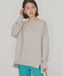 クルーネック前振りニットプルオーバー