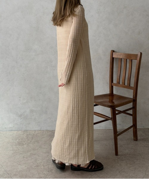 apres jour clair(アプレジュールクレア)の「【apres jour clair】シアーニットワンピース【ZOZOTOWN限定アイテム】(ワンピース・レディース・ピンク/アイボリー/ベージュ・フリー/X-LARGE)」の8枚目の写真
