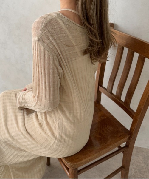 apres jour clair(アプレジュールクレア)の「【apres jour clair】シアーニットワンピース【ZOZOTOWN限定アイテム】(ワンピース・レディース・ピンク/アイボリー/ベージュ・フリー/X-LARGE)」の12枚目の写真