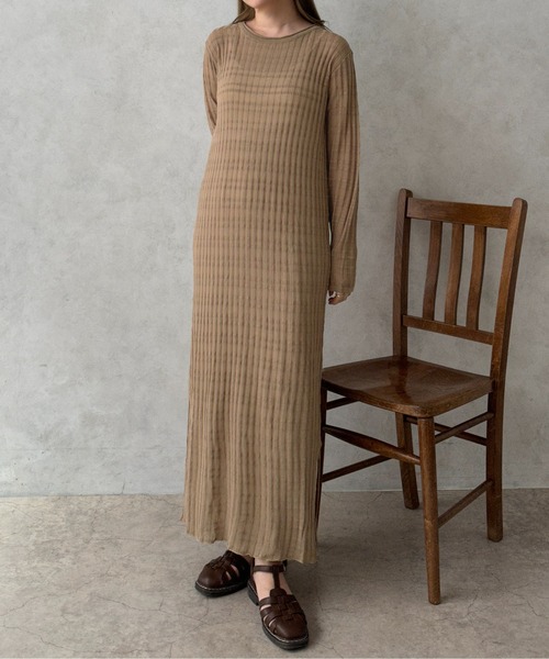 apres jour clair(アプレジュールクレア)の「【apres jour clair】シアーニットワンピース【ZOZOTOWN限定アイテム】(ワンピース・レディース・ピンク/アイボリー/ベージュ・フリー/X-LARGE)」の13枚目の写真