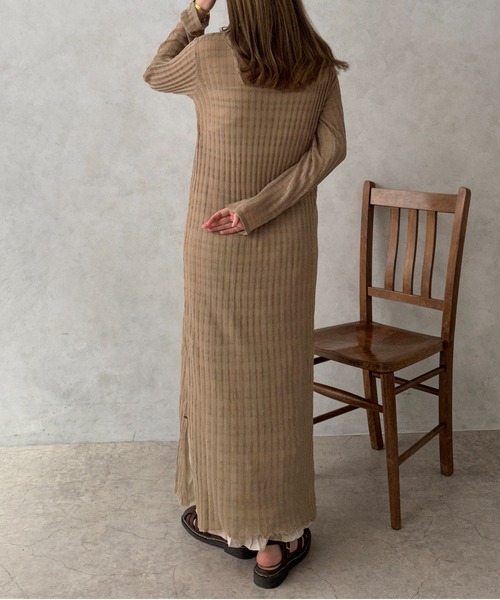 apres jour clair(アプレジュールクレア)の「【apres jour clair】シアーニットワンピース【ZOZOTOWN限定アイテム】(ワンピース・レディース・ピンク/アイボリー/ベージュ・フリー/X-LARGE)」の14枚目の写真